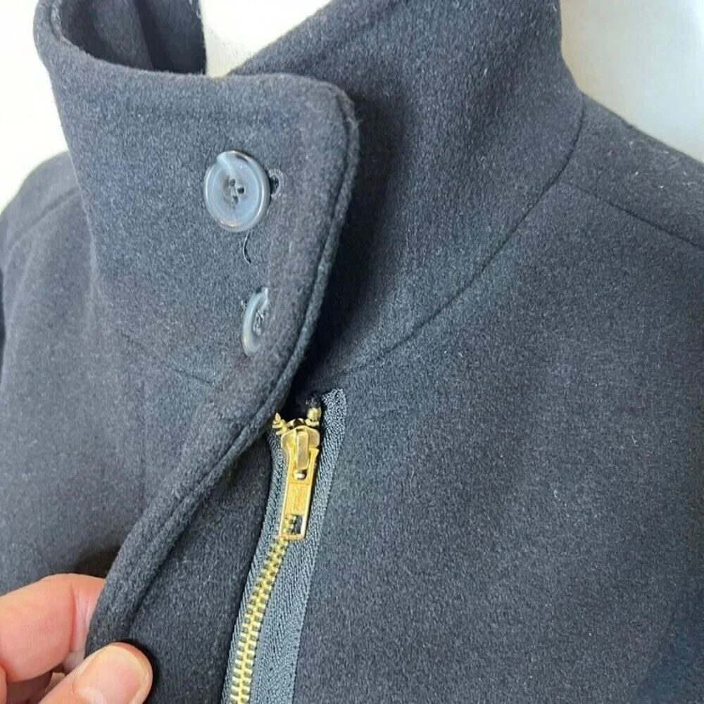 J.Crew Womens $298 Button Neck City Coat Black Size 20 BU261 - Picture 5 of 10